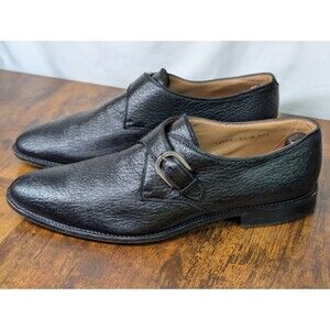 Gravati Monk Strap Peccary Dress Shoes Black Leather Size 11M